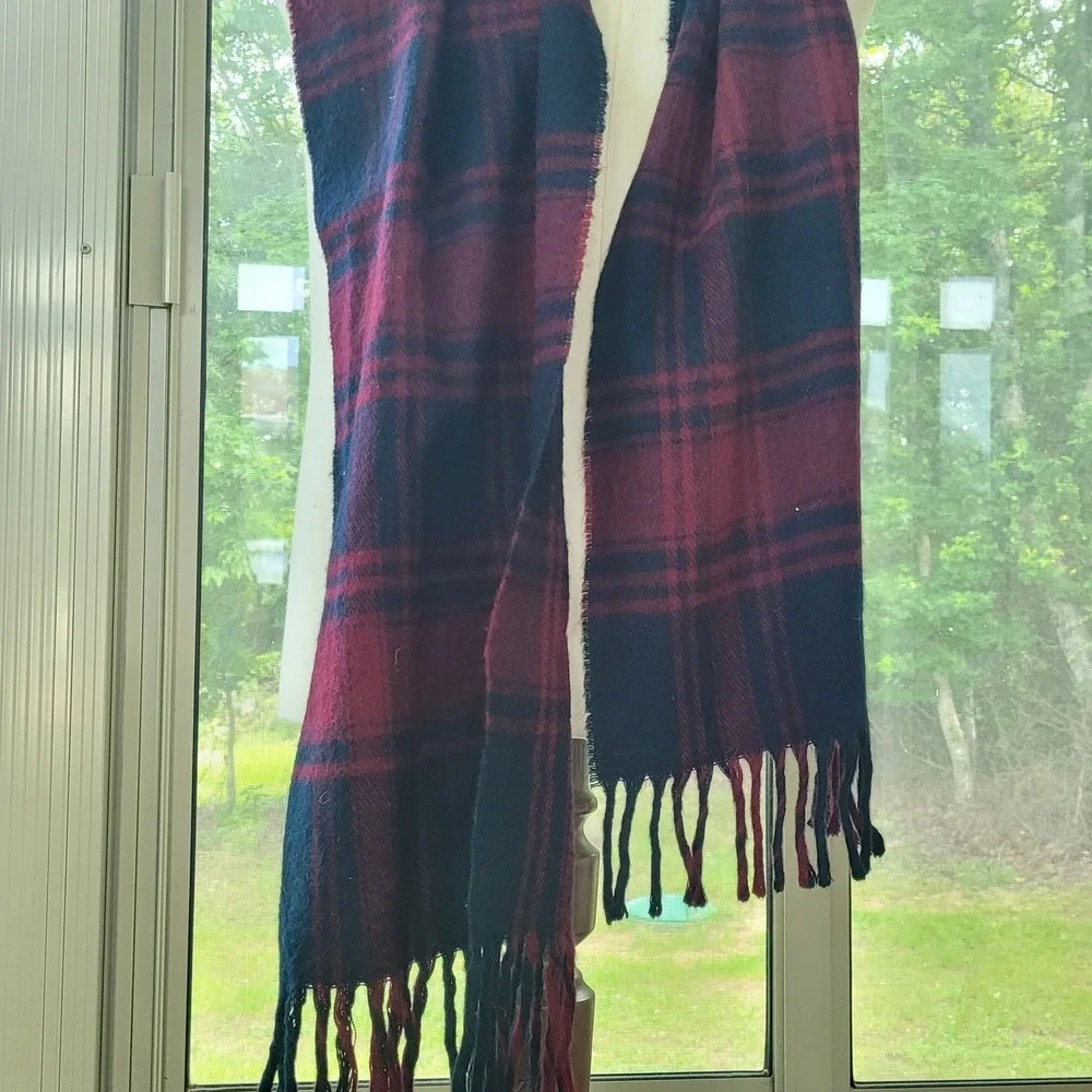 CHRISTIAN DIOR Vintage Cashluxe Acrylic Scarf Multicolor Plaid